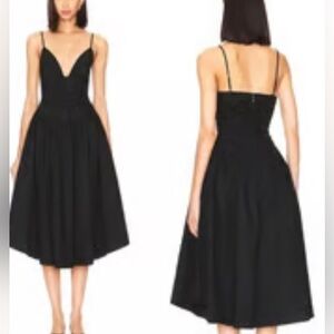 NBD Hela Midi Dress Womens Ruched Cotton Sleeveless .